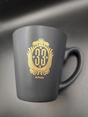 RARE Disney Club 33 Exclusive Matte Black & Gold Coffee Mug - Disneyland